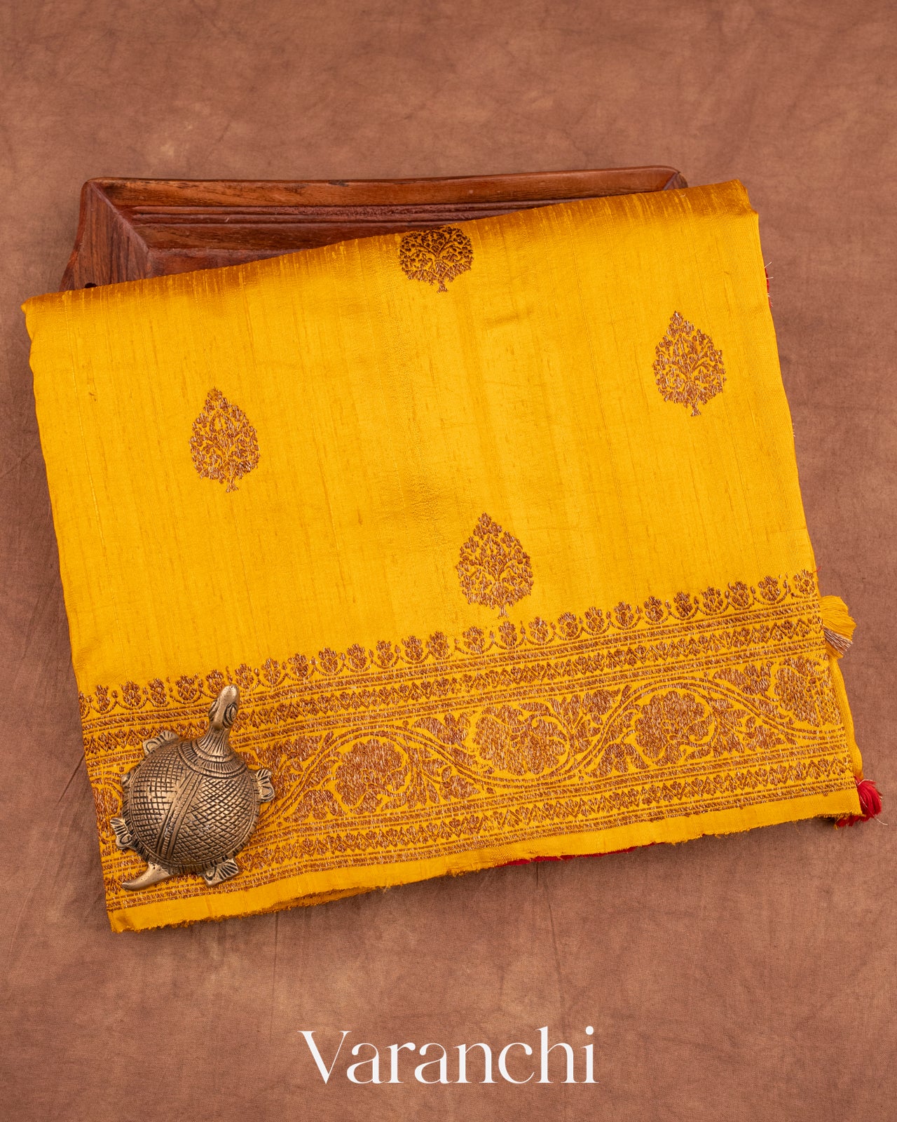 Turmeric Yellow Pure Raw Silk Handloom Saree