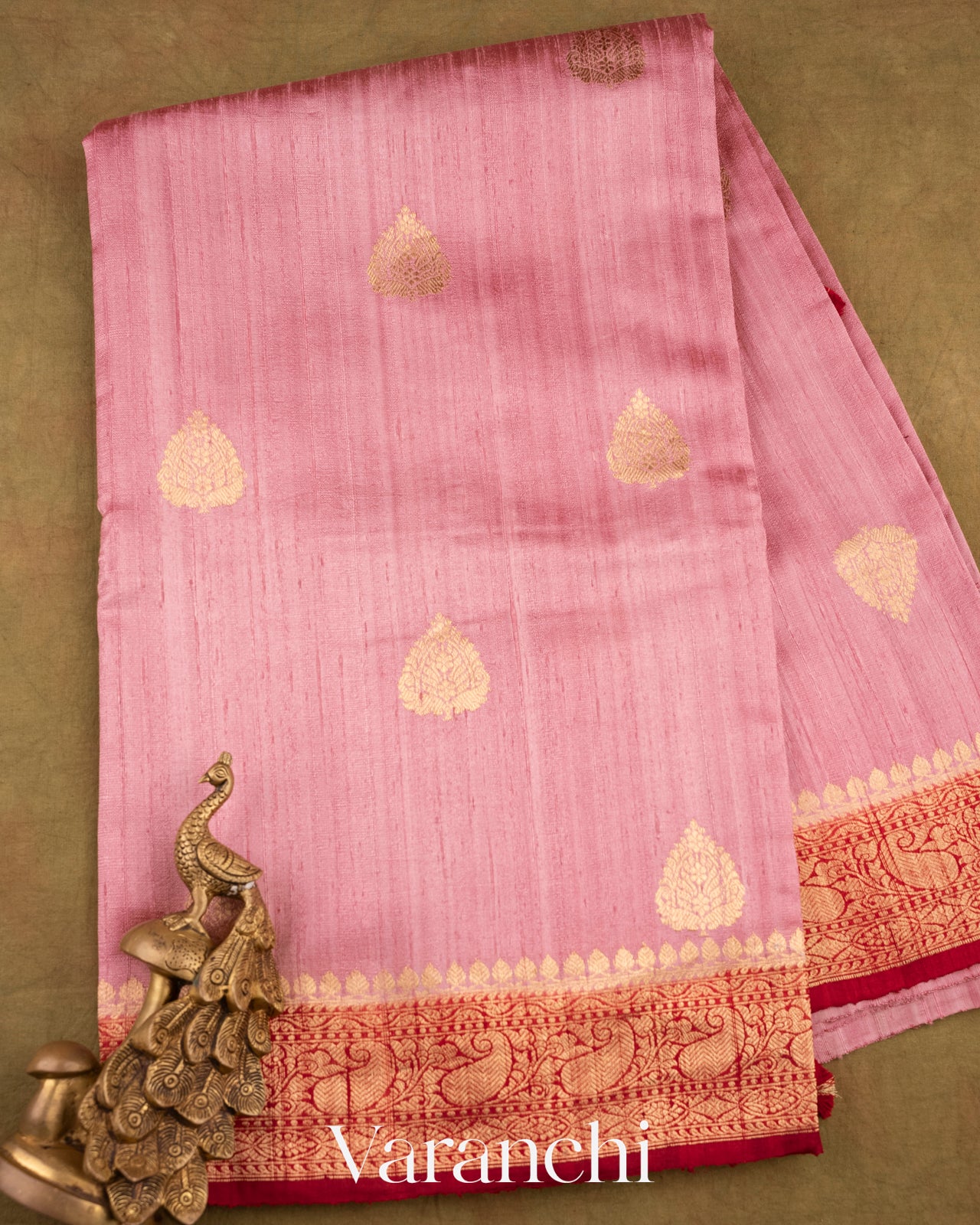 Baby Pink Pure Raw Silk Handloom Saree