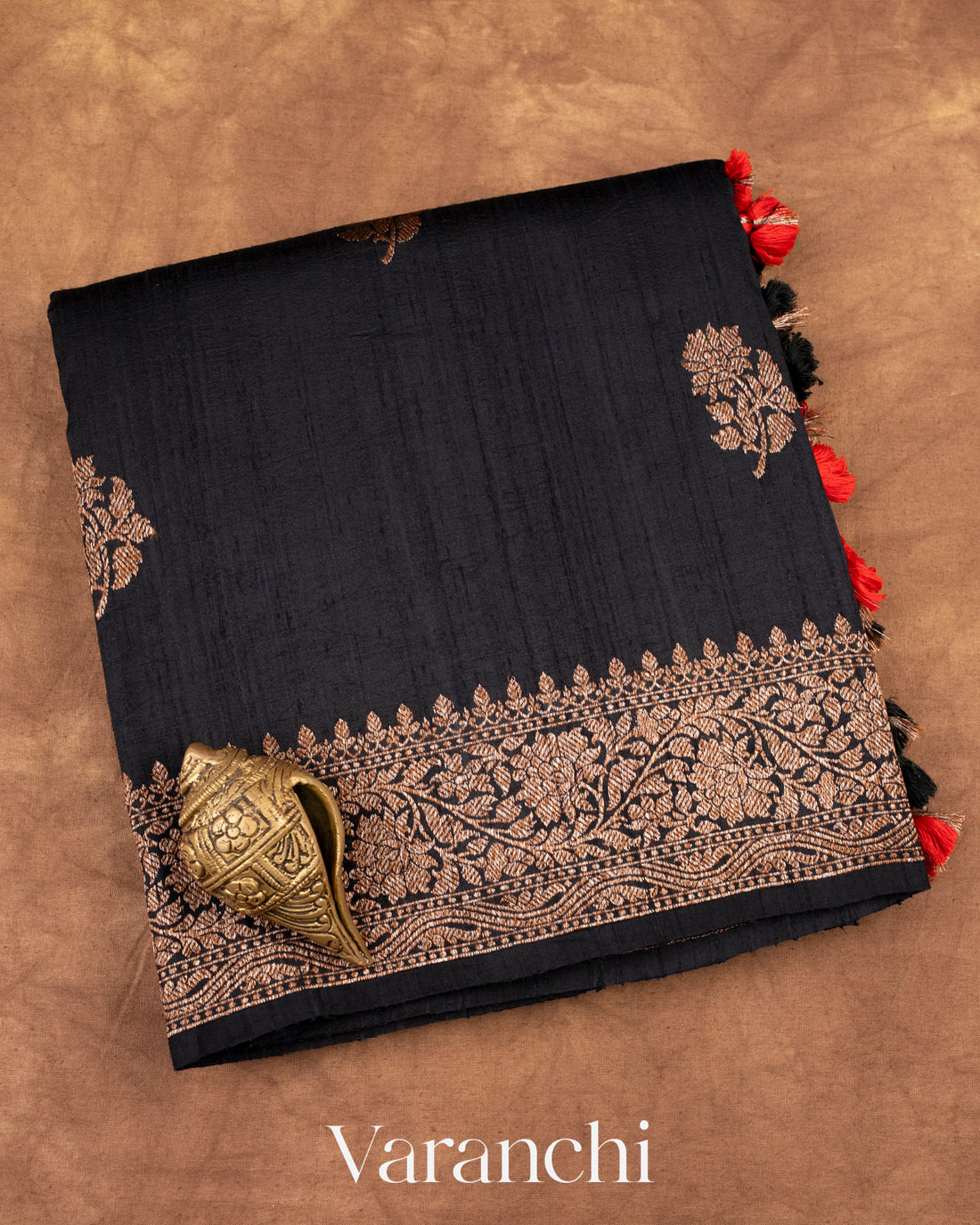Charcoal Black Raw Silk Handloom Saree 