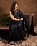 Charcoal Black Raw Silk Handloom Saree 