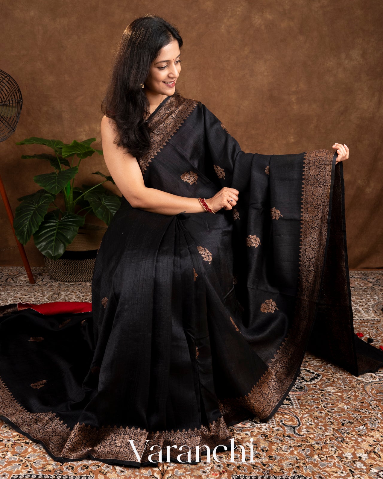 Charcoal Black Raw Silk Handloom Saree 