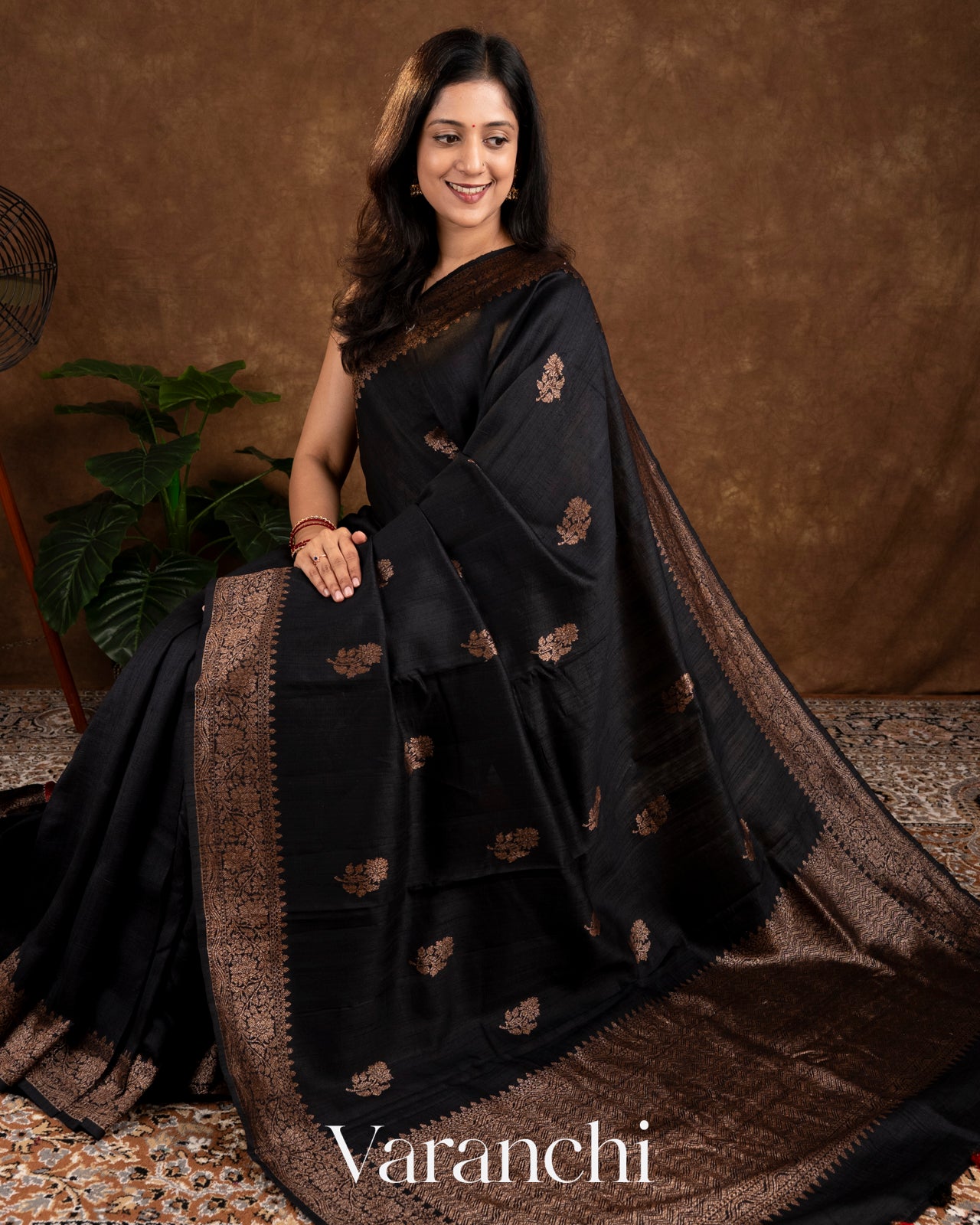 Charcoal Black Raw Silk Handloom Saree 