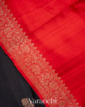 Charcoal Black Raw Silk Handloom Saree 