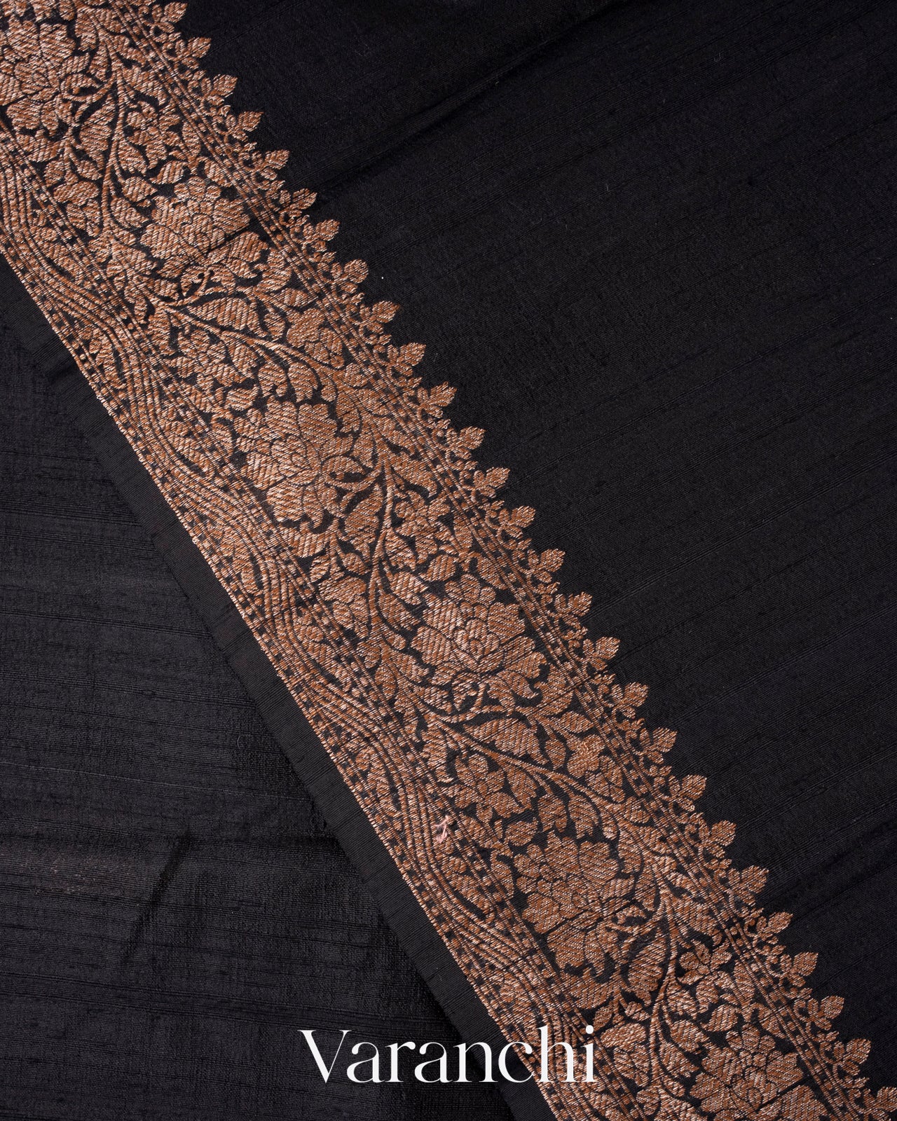 Charcoal Black Raw Silk Handloom Saree 