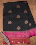 Black Pure Raw Silk Handloom Saree