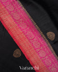Black Pure Raw Silk Handloom Saree