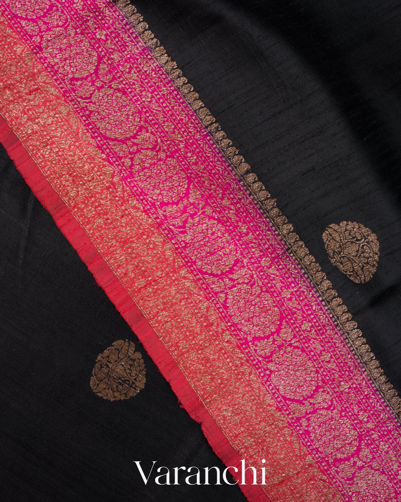 Black Pure Raw Silk Handloom Saree