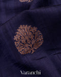 Navy Blue Pure Raw Silk Handloom Saree
