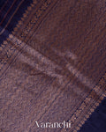Navy Blue Pure Raw Silk Handloom Saree