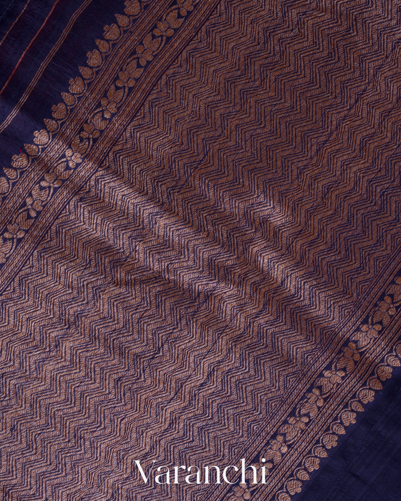 Navy Blue Pure Raw Silk Handloom Saree
