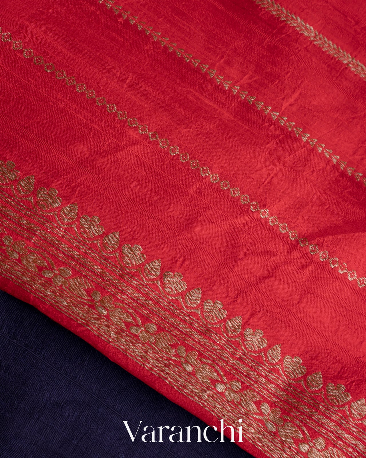 Navy Blue Pure Raw Silk Handloom Saree