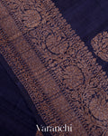 Navy Blue Pure Raw Silk Handloom Saree