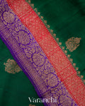 Bottle Green Pure Raw Silk Handloom Saree
