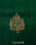 Bottle Green Pure Raw Silk Handloom Saree