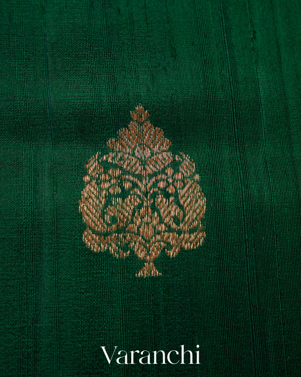 Bottle Green Pure Raw Silk Handloom Saree