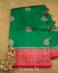 Dark Green Pure Raw Silk Handloom Saree