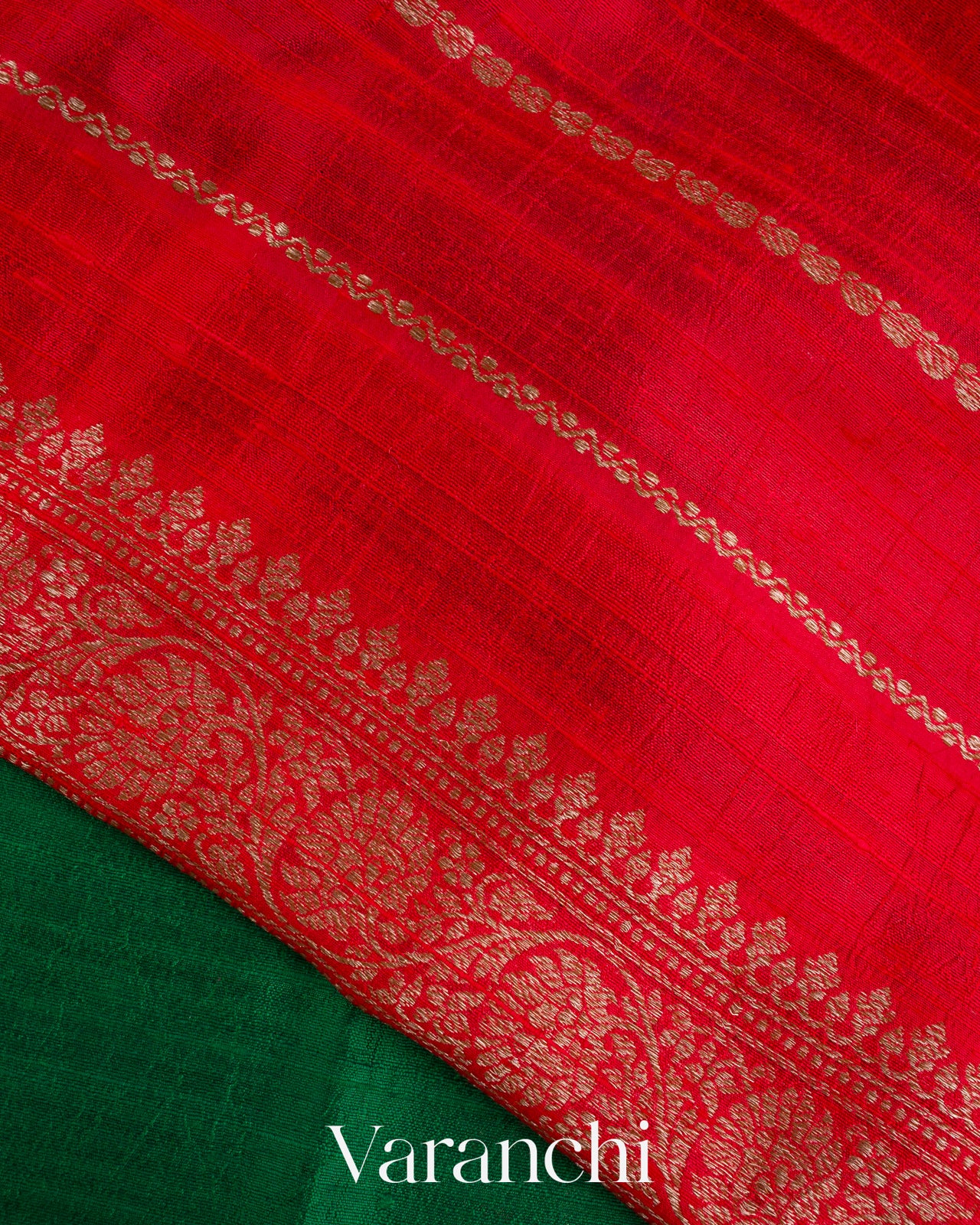 Dark Green Pure Raw Silk Handloom Saree