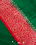 Dark Green Pure Raw Silk Handloom Saree