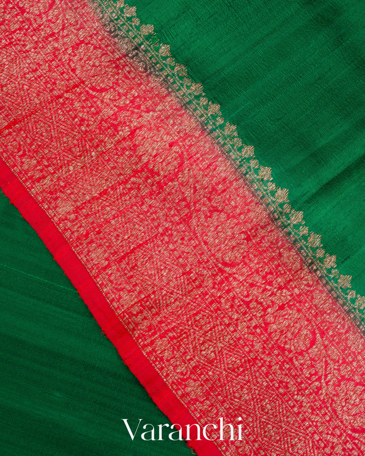 Dark Green Pure Raw Silk Handloom Saree