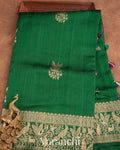 Dark Green Pure Raw Silk Handloom Saree