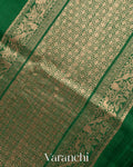 Dark Green Pure Raw Silk Handloom Saree