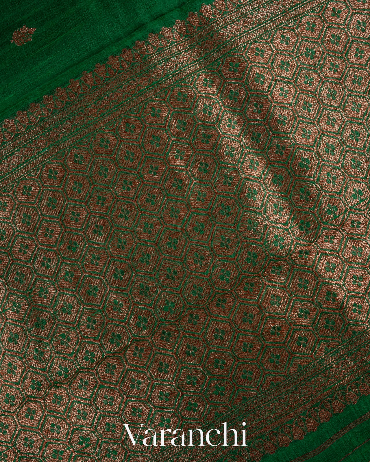 Dark Green Pure Raw Silk Handloom Saree