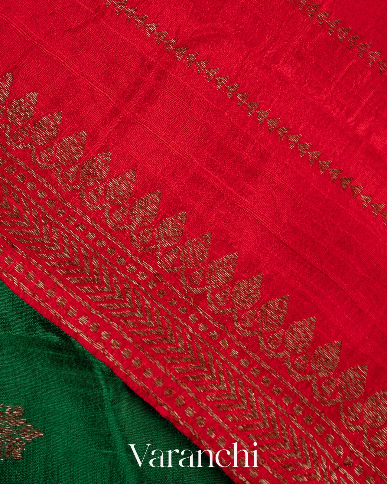 Dark Green Pure Raw Silk Handloom Saree