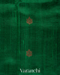 Dark Green Pure Raw Silk Handloom Saree