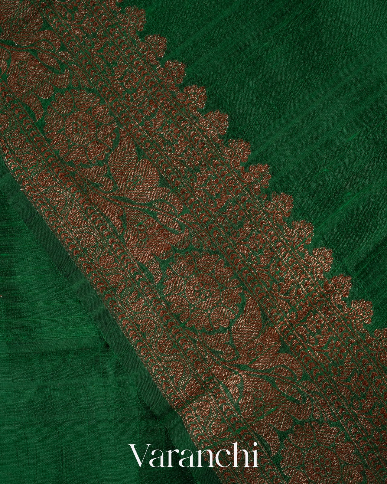 Dark Green Pure Raw Silk Handloom Saree