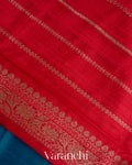 Ink Blue Pure Raw Silk Handloom Saree