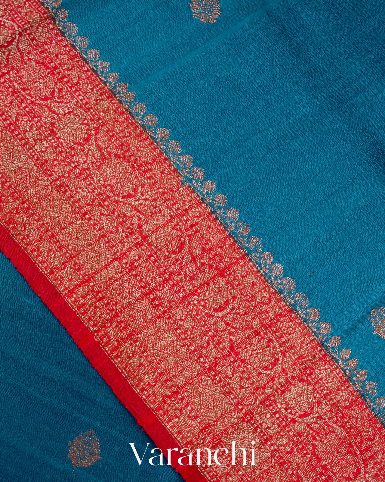 Ink Blue Pure Raw Silk Handloom Saree