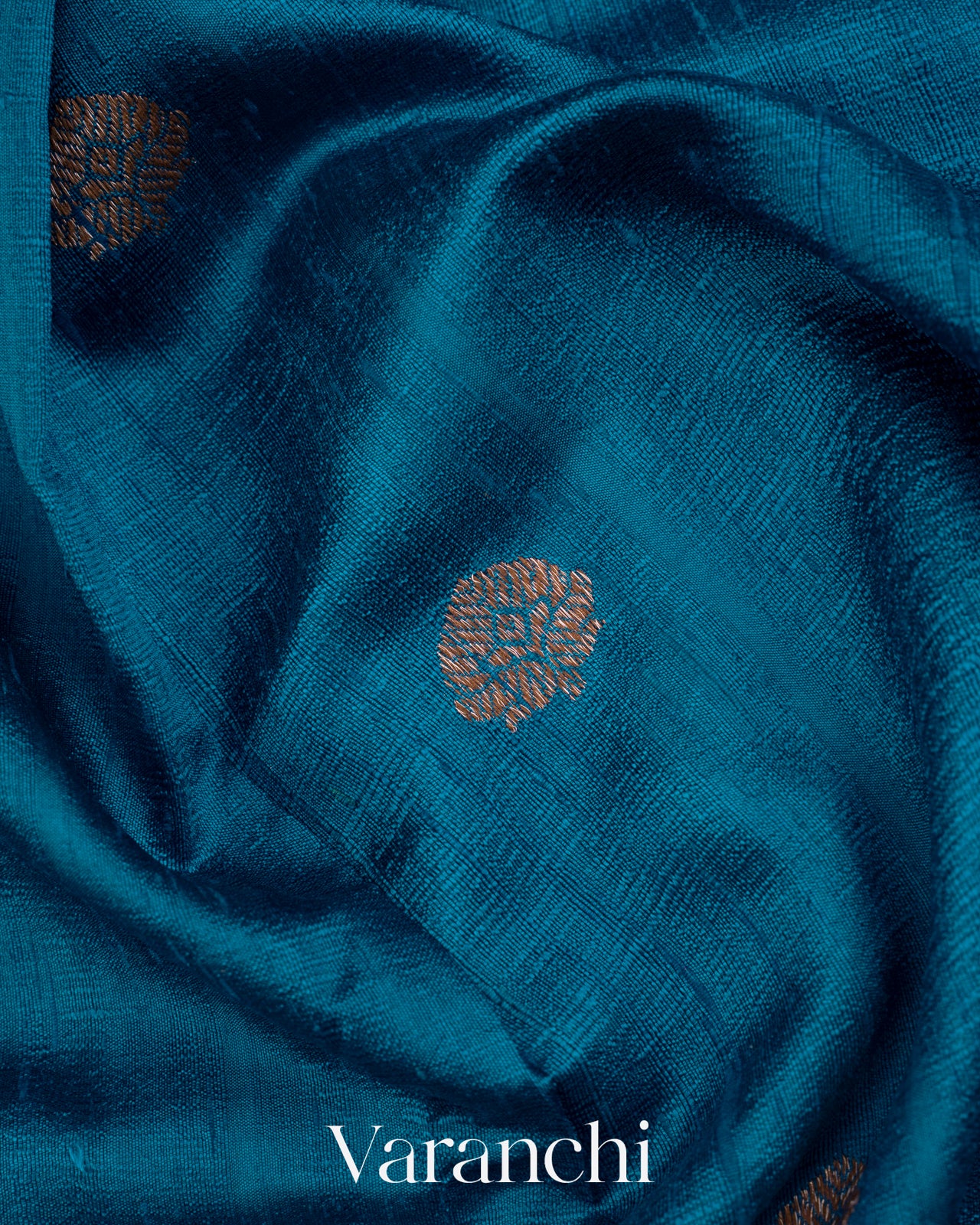 Ink Blue Pure Raw Silk Handloom Saree