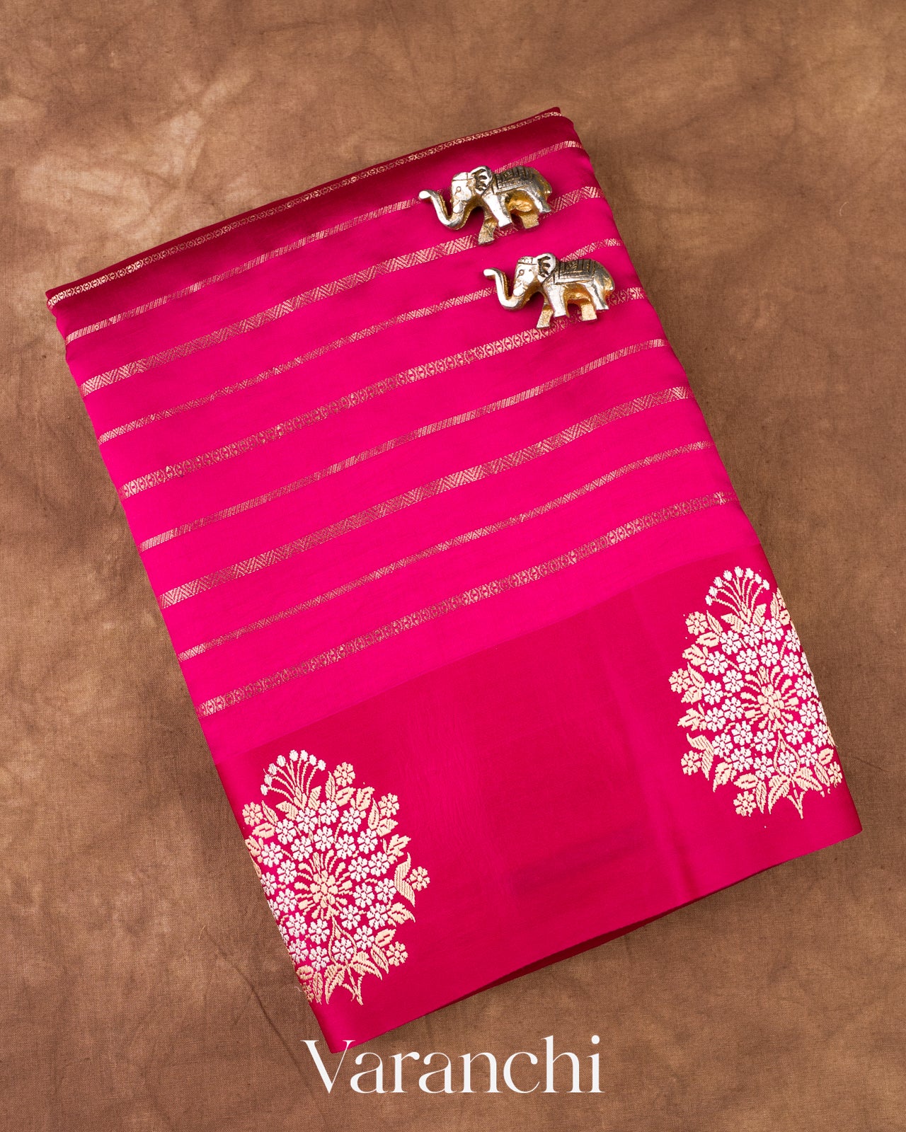 Deep Magenta Pink Poona Silk Handloom Saree