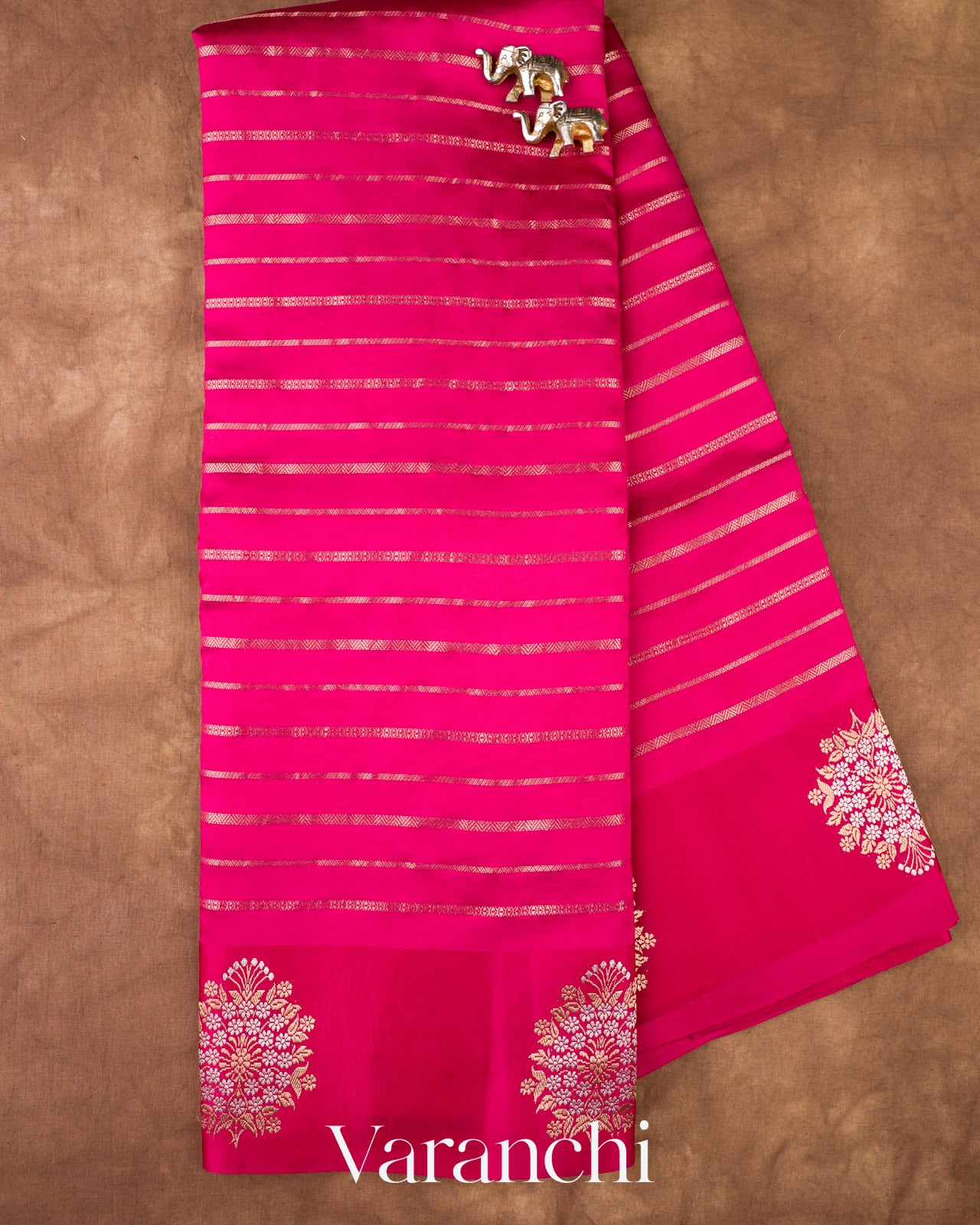 Deep Magenta Pink Poona Silk Handloom Saree