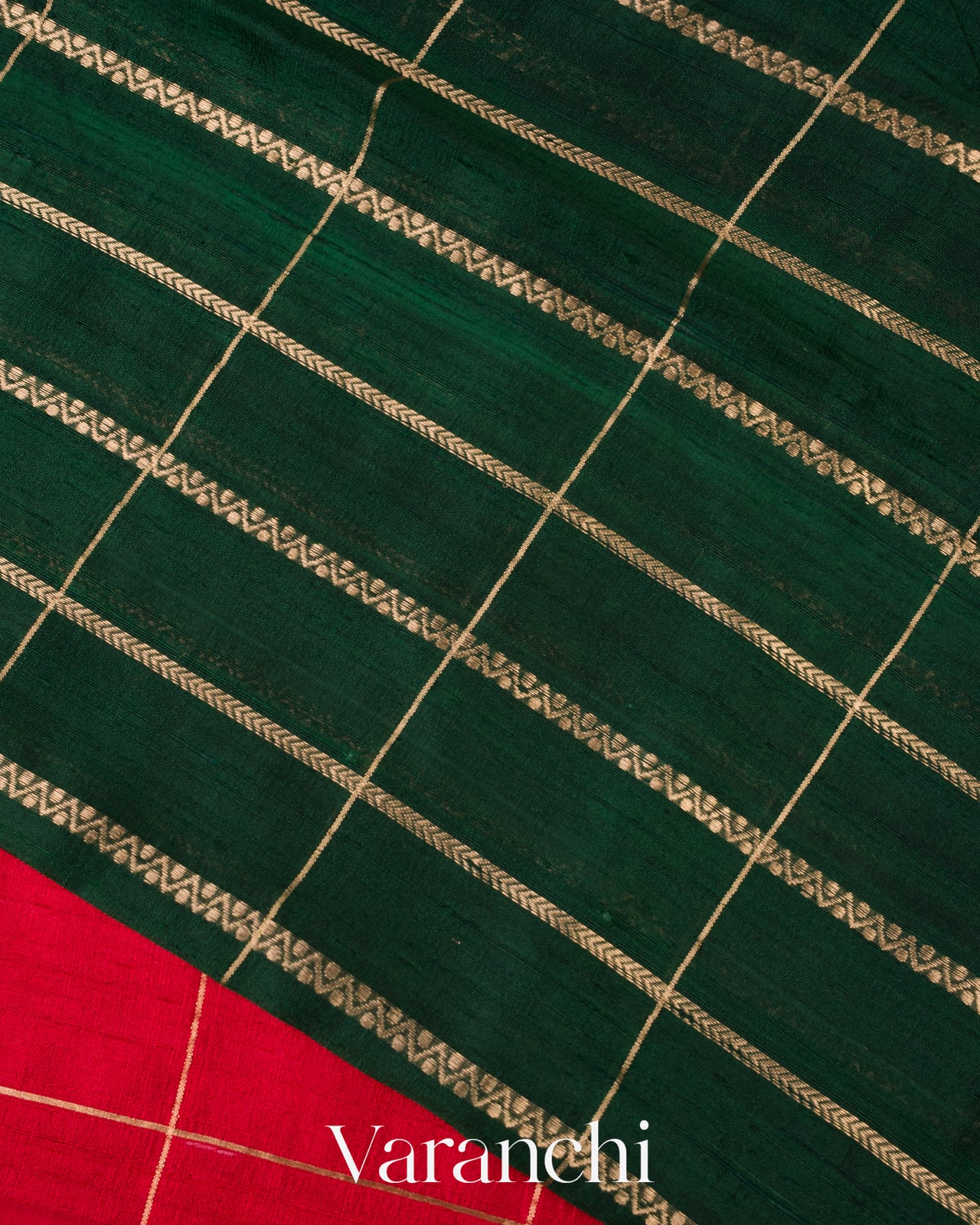 Red Checks Pure Raw Silk Handloom Saree