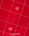 Red Checks Pure Raw Silk Handloom Saree