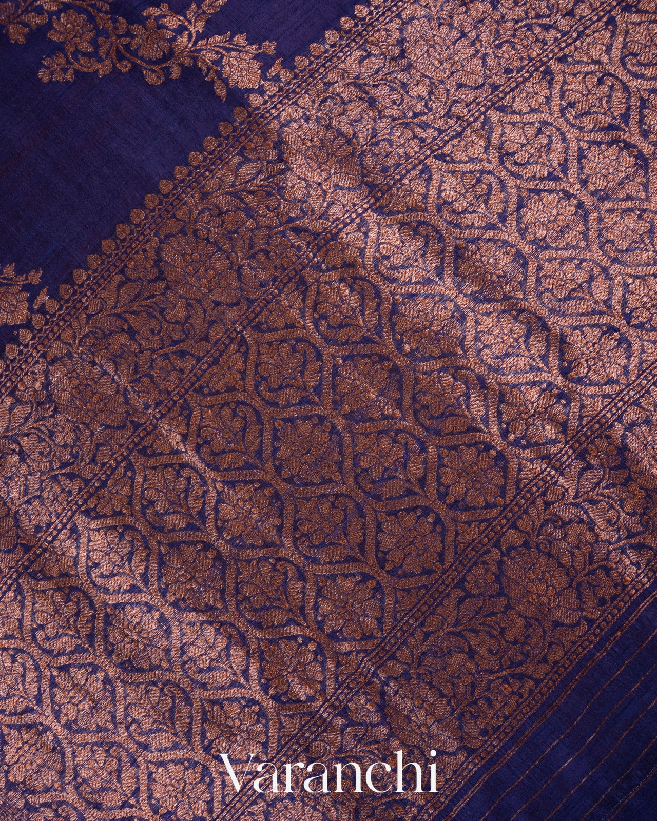 Navy Blue Lehariya Pure Raw Silk Handloom Saree