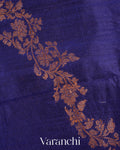 Navy Blue Lehariya Pure Raw Silk Handloom Saree