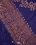 Navy Blue Lehariya Pure Raw Silk Handloom Saree