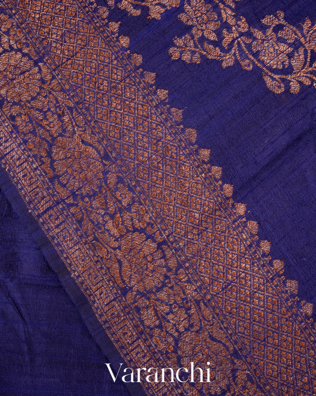 Navy Blue Lehariya Pure Raw Silk Handloom Saree