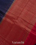 Navy Blue With Skirt Border Pure Raw Silk Handloom Saree