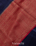 Navy Blue With Skirt Border Pure Raw Silk Handloom Saree
