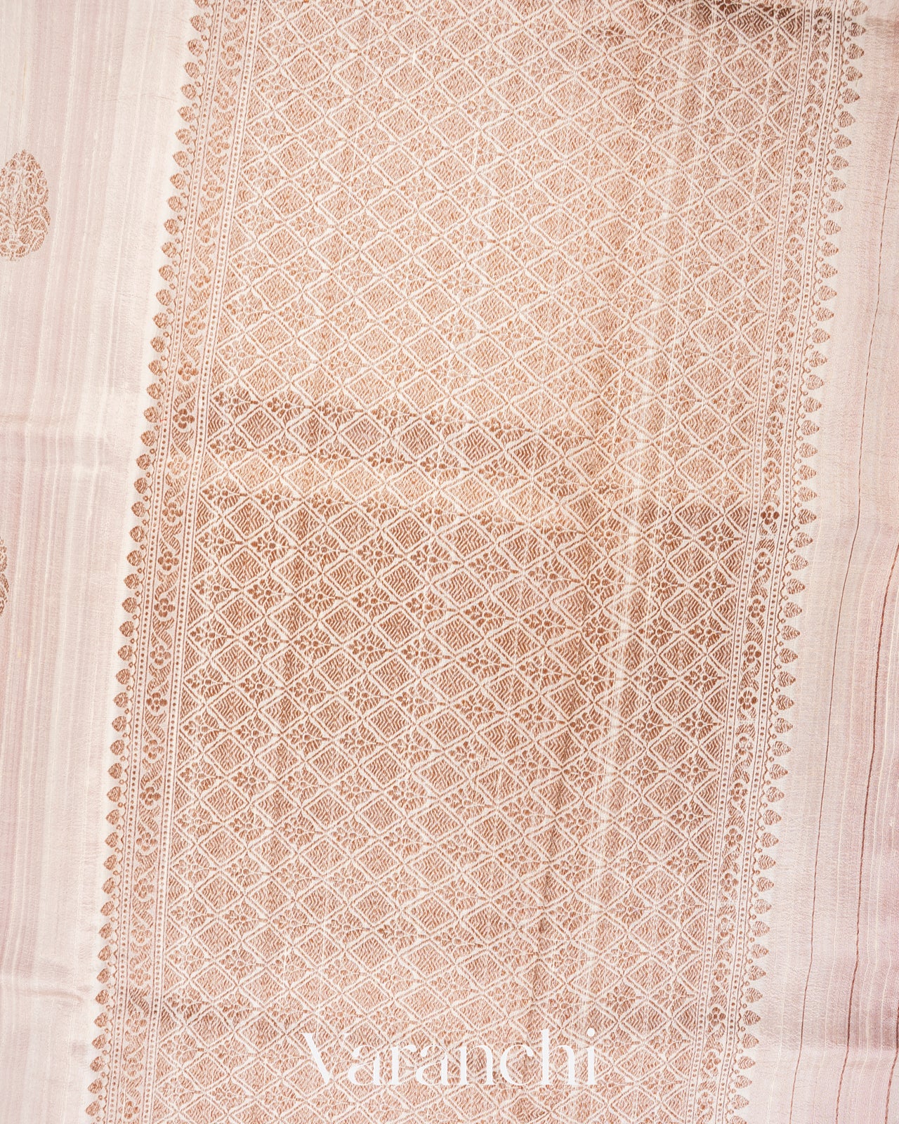 Pearl White Raw Silk Handloom Saree 