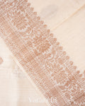 Pearl White Raw Silk Handloom Saree 