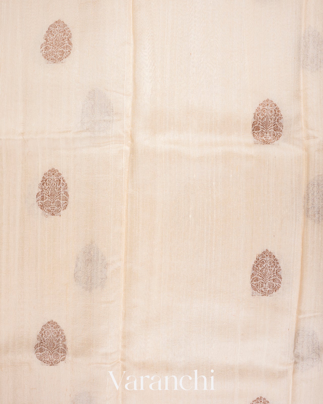 Pearl White Raw Silk Handloom Saree 