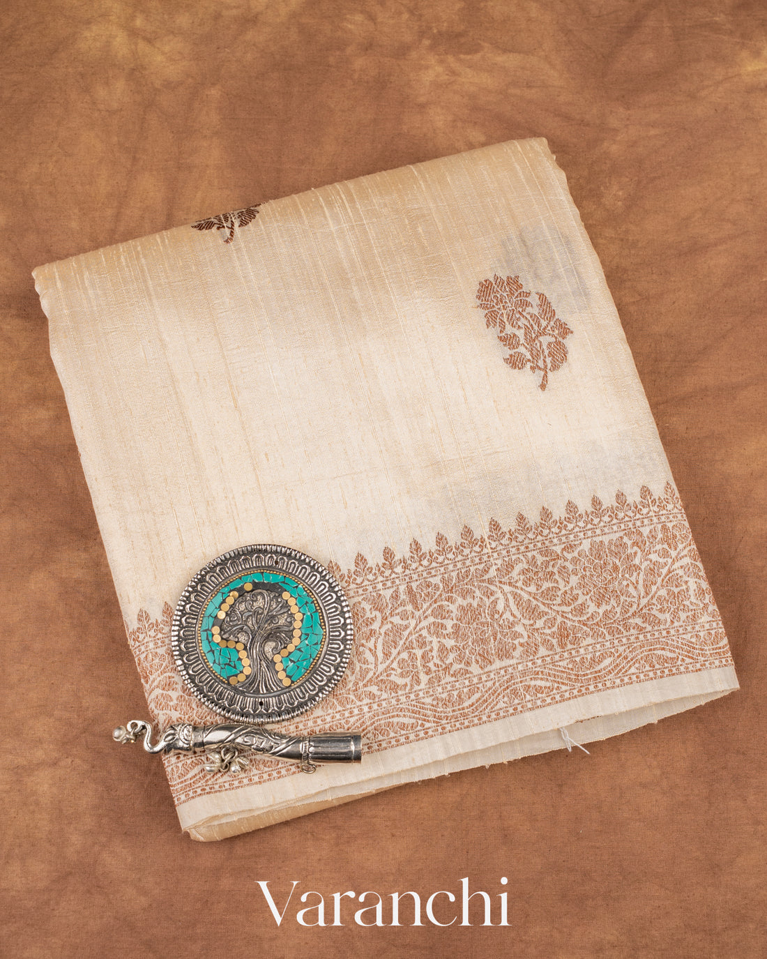 Off White Raw Silk Handloom Saree