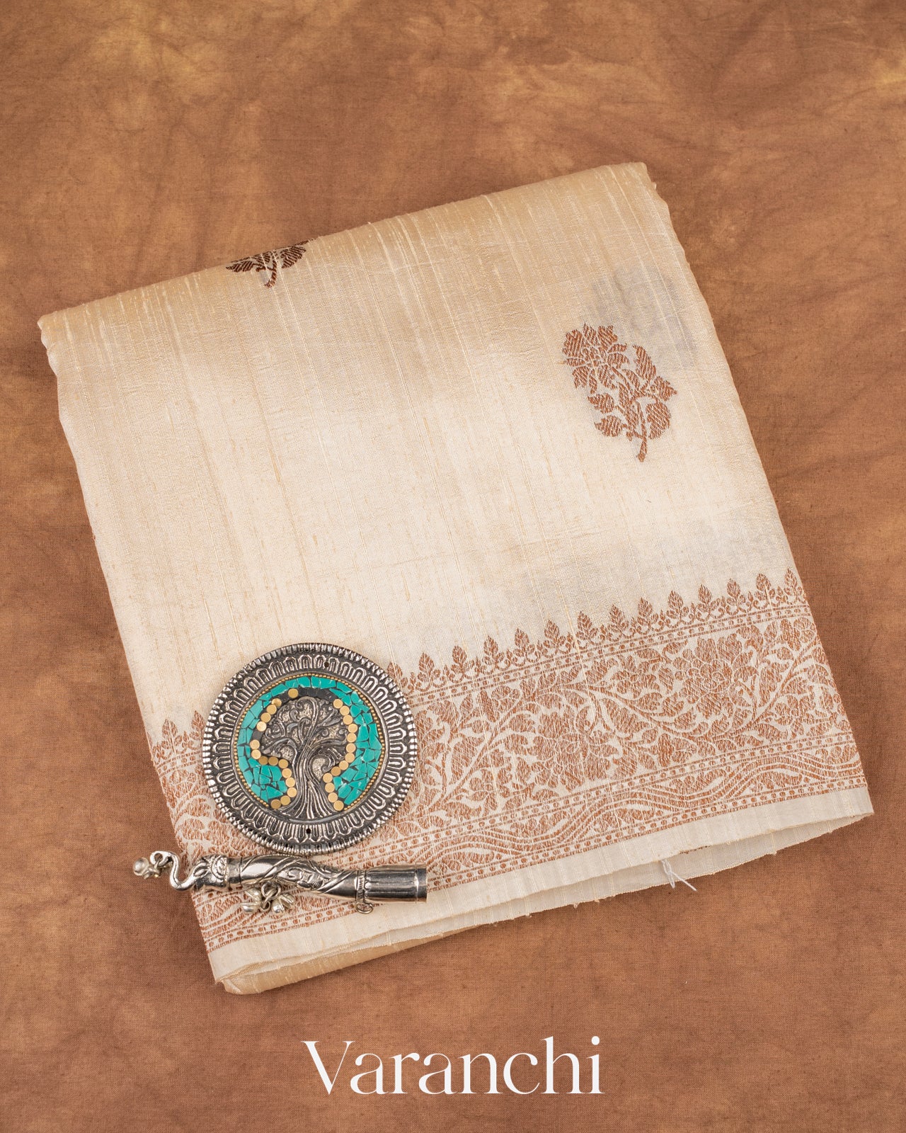 Off White Raw Silk Handloom Saree