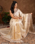 Off White Raw Silk Handloom Saree