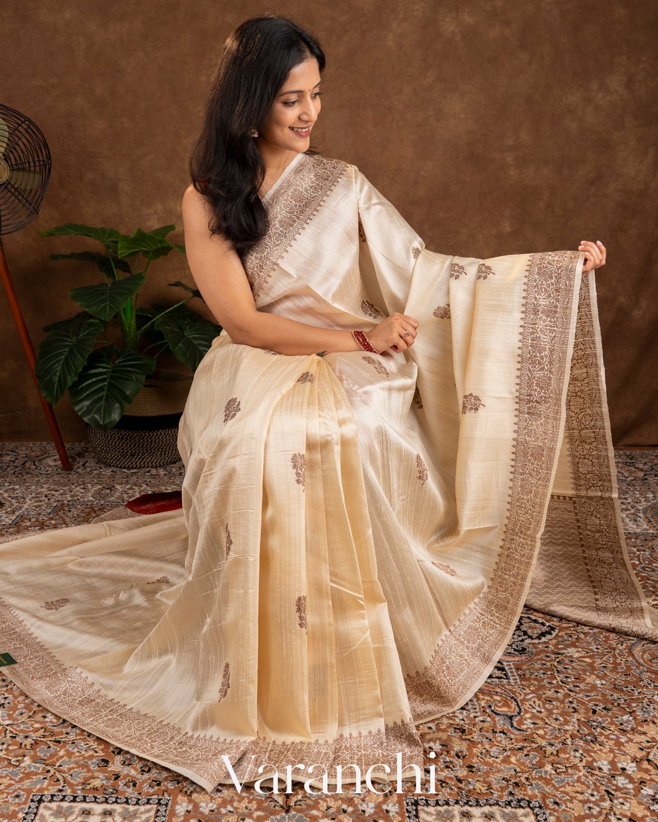 Off White Raw Silk Handloom Saree