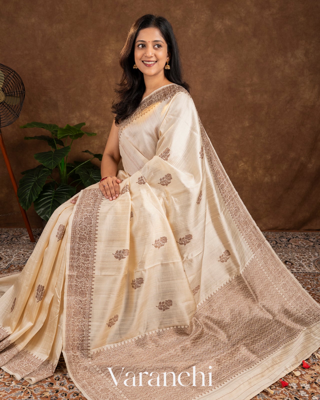 Off White Raw Silk Handloom Saree